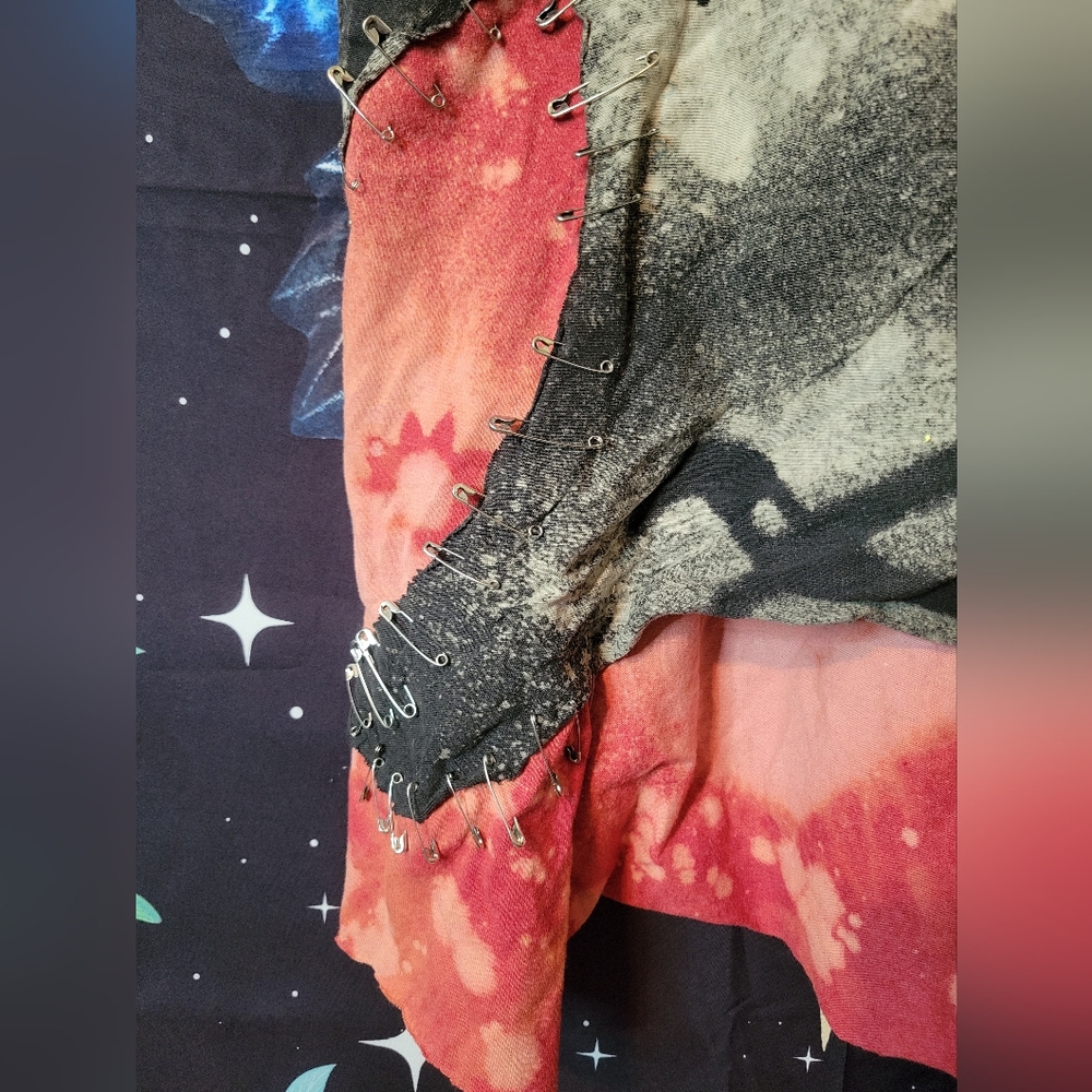 Bleached Gypsy Style Patchwork Handmade Punk Shirt - Picture 5 of 11